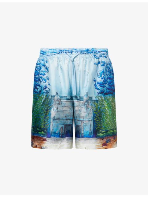 CASABLANCA Trompe L'oeil Silk Shorts