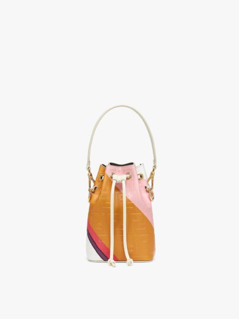 FENDI Small Mon Tresor bucket bag in soft nappa leather, with three-dimension texture FF motif and multico