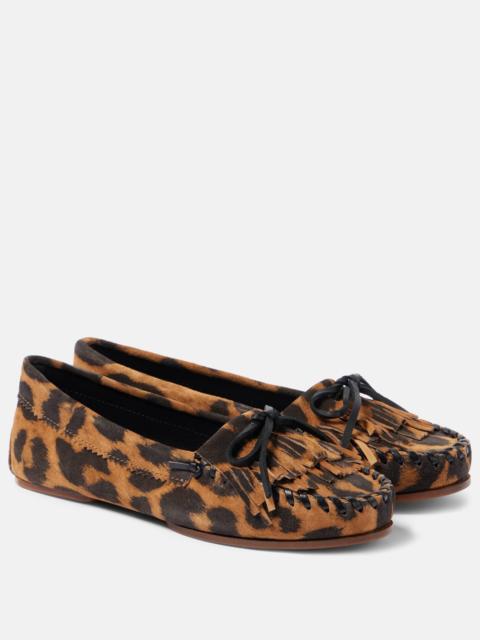 PARIS TEXAS Indie leopard-print suede loafers