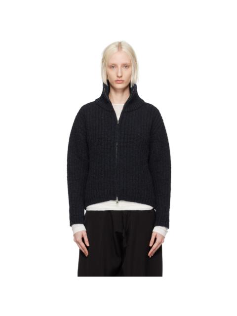 BITE Studios Navy Chunky Heritage Wool Zip Sweater