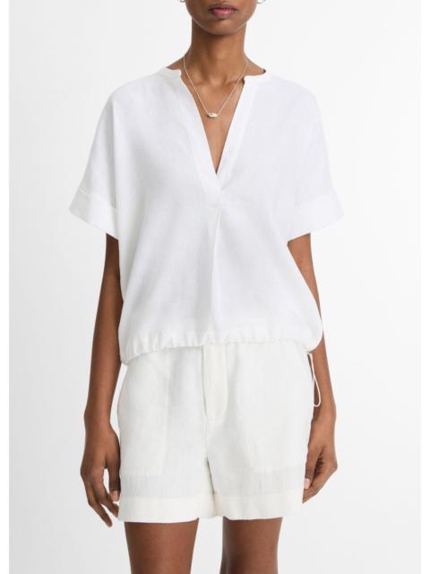 Vince Linen Drawcord-Hem Blouse