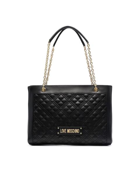 Moschino logo-lettering quilted tote bag