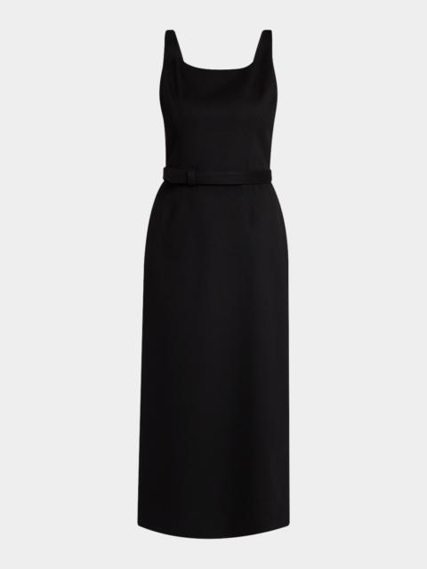 The Row Vadira Sleeveless Belted Wool Midi Dress