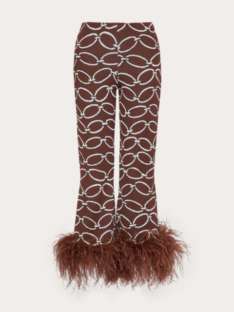 Valentino VALENTINO CHAIN 1967 JACQUARD VISCOSE PANTS WITH FEATHERS