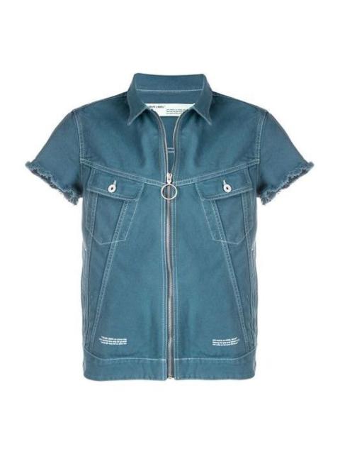 Off-White Off-White Zipper Denim Short Sleeve Shirt Loose Fit Blue OMYE033S19C310013900