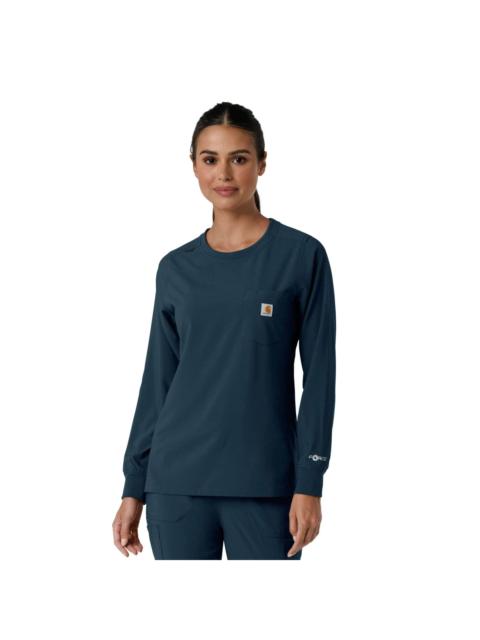Carhartt Women's Force Cross-Flex Crew Neck Long Sleeve Scrub Top