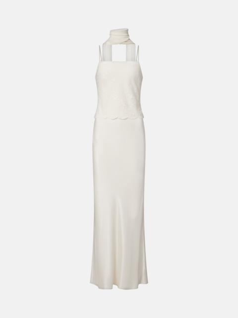 POSSE Cove tulle-trimmed silk-blend satin maxi dress
