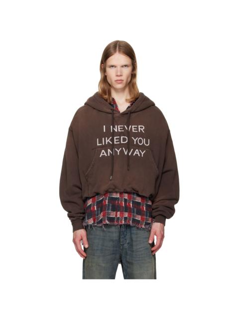 R13 Brown 'I Never Liked You' Balloon Popover Hoodie
