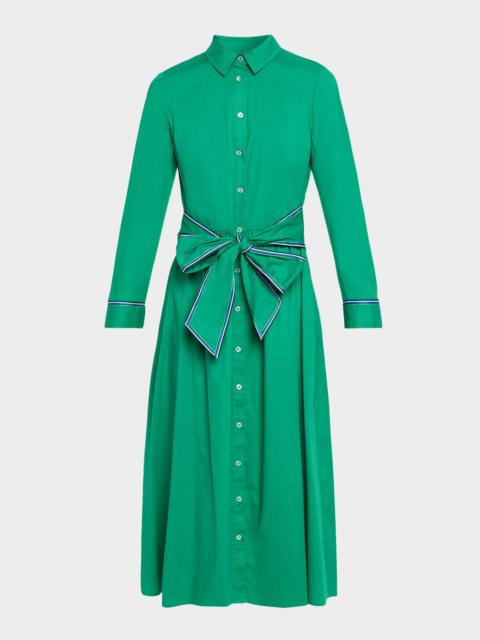 Shoshanna Hastings Striped-Trim Midi Shirtdress