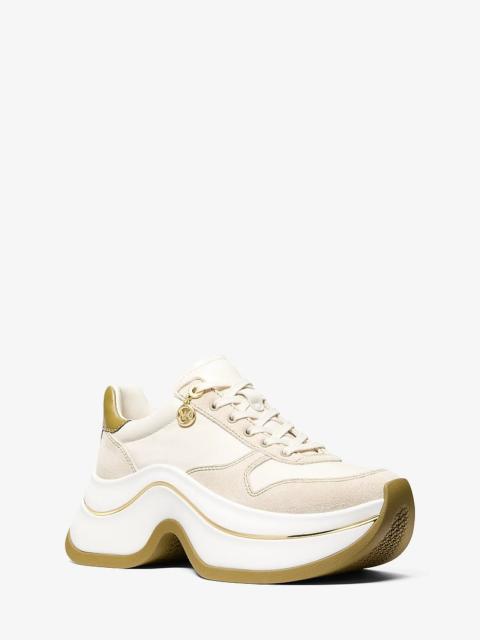MICHAEL KORS Arla Leather and Suede Trainer