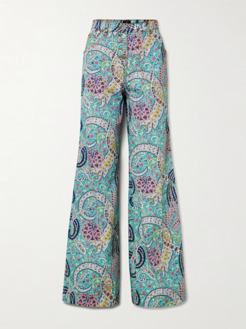 Etro Paisley-print High-rise Wide-leg Jeans