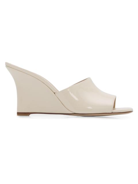 Stuart Weitzman Women's Vinnie 85MM Wedge-Heel Patent Leather Mules - Linen