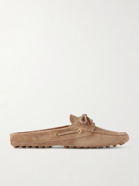 Tod's Gommino bow-detailed suede boat shoe Taupe