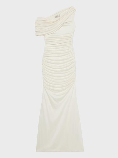 Blumarine ONE-SHOULDER LONG DRESS WITH DRAPES