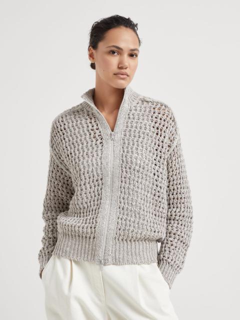 Silk and linen rustic dazzling net cardigan