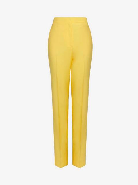 Women's Long Cigarette Trousers in Bright Yellow