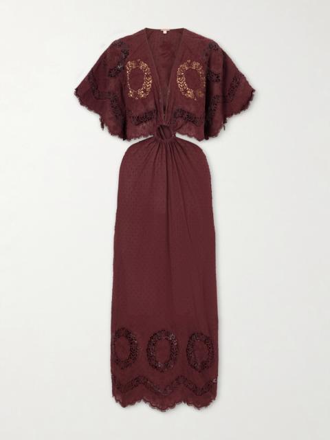 Johanna Ortiz Paradise Crocheted-trimmed Cotton-blend Maxi Dress