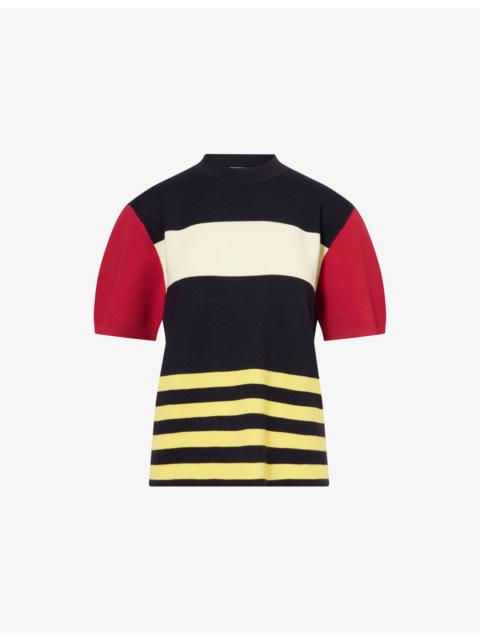 ZANKOV Dumas Contrast-Stripe Wool-Blend Top