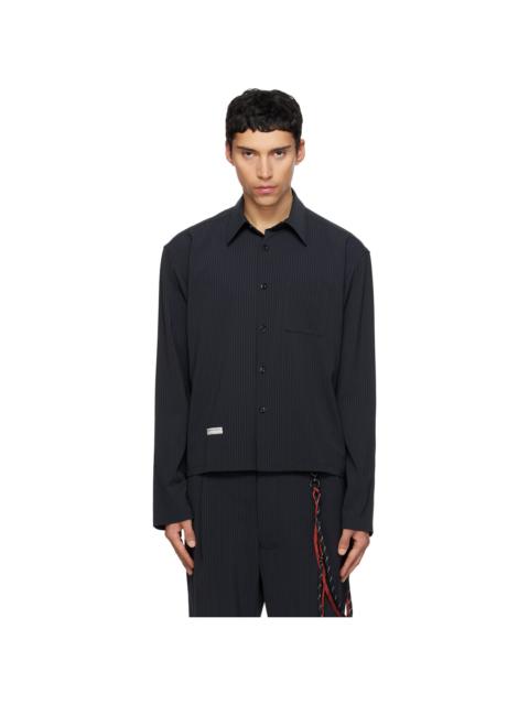 Song for the Mute Navy Pinstripe Gabardine L/S Shirt