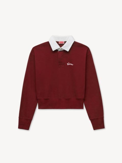KENZO 'KENZO Varsity' embroidered long sleeve polo in heavy cotton
