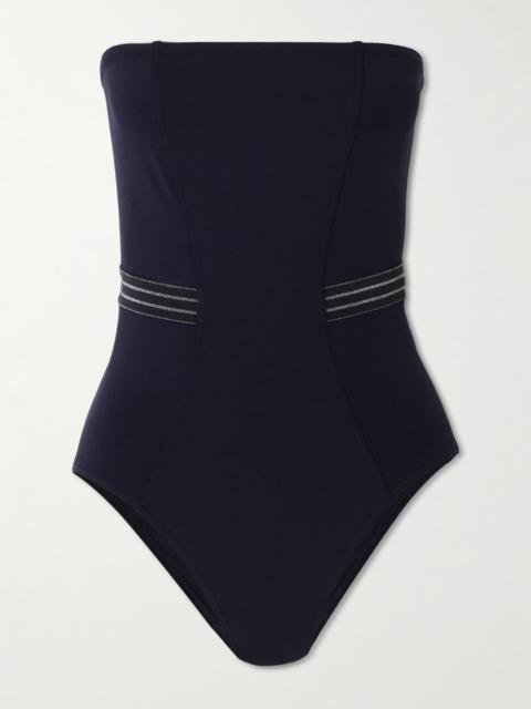 ERES Evening Pétillant Strapless Metallic Striped Grosgrain-trimmed Swimsuit