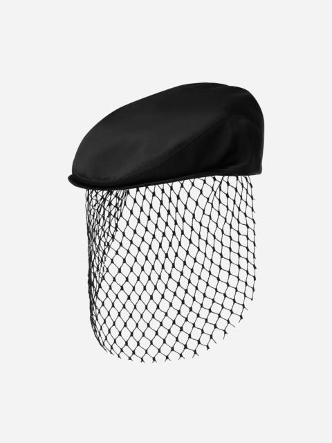 Silk satin flat cap with veil