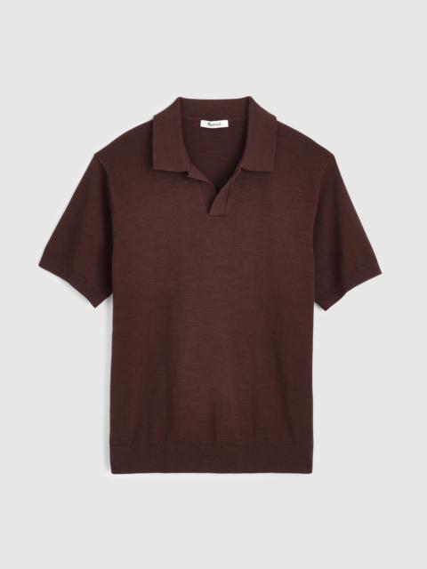 Madewell Johnny-Collar Sweater Polo in Slub Knit Cotton