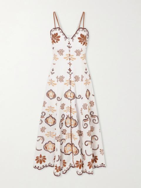 Charo Ruiz Lorina Broderie Anglaise Cotton-blend Midi Dress