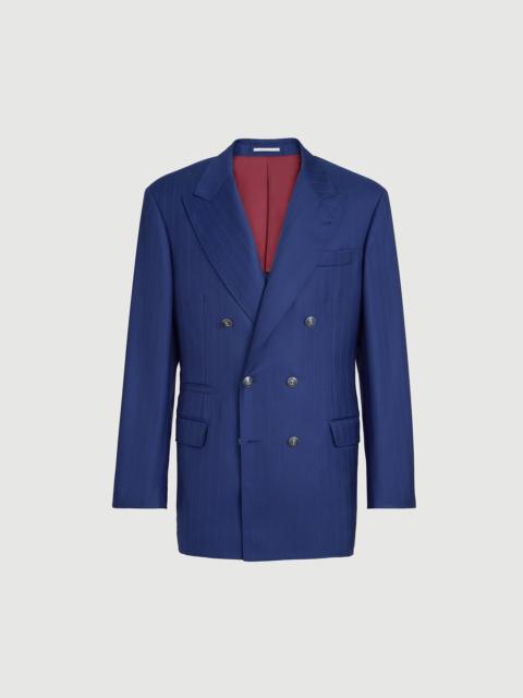 Brunello Cucinelli Virgin wool chalk stripe batavia one-and-a-half breasted Tailor blazer with metal buttons