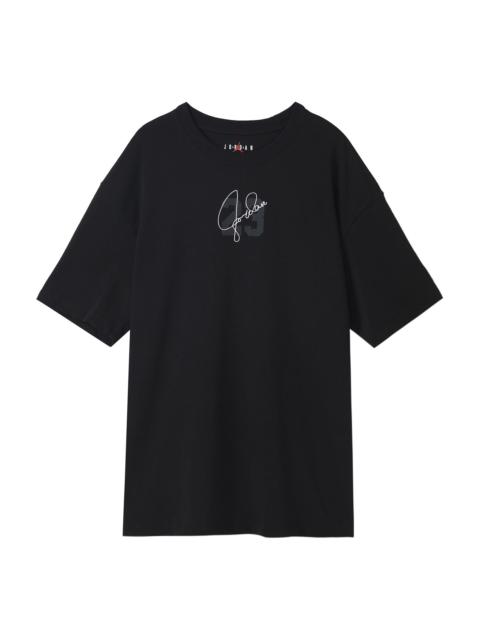 Jordan (WMNS) Air Jordan Essentials Solid Color Logo Alphabet Printing Round Neck Loose Short Sleeve Black