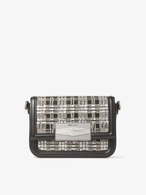 JIMMY CHOO Diamond Crossbody
Black Satin Crossbody Bag with Beaded Tartan