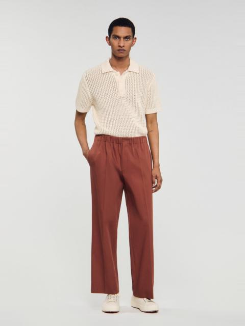 Sandro ELASTICATED WIDE-LEG COTTON TROUSERS