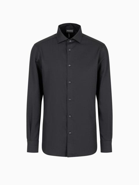 Poplin shirt with embossed EA logo