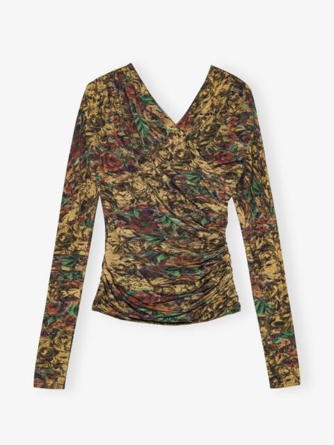 GANNI TOP IN PRINTED JERSEY