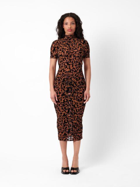 POSTER GIRL KNOCKOUT DRESS BROWN LEOPARD PRINT