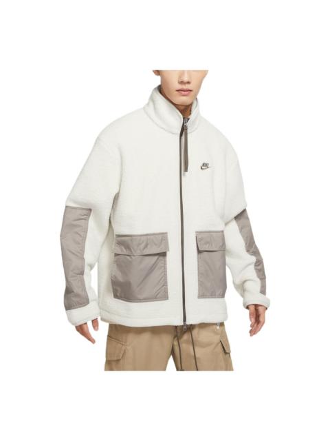 Nike Colorblock Stand Collar lamb's wool Jacket Brown DD5022-072