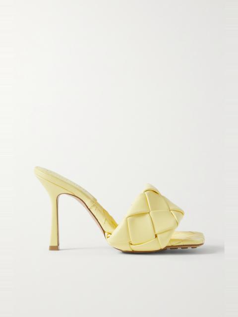 Intrecciato metallic leather mules