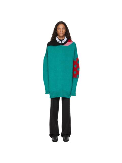Raf Simons Green Oversized Contrasting Strokes Sweater