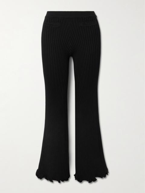 rabanne Ruffled Ribbed-knit Flared Pants