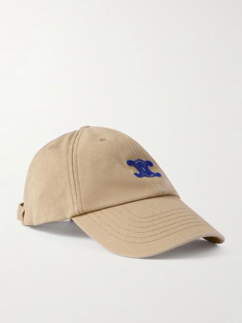 CELINE Vivienne Logo-Embroidered Cotton-Twill Baseball Cap Beige