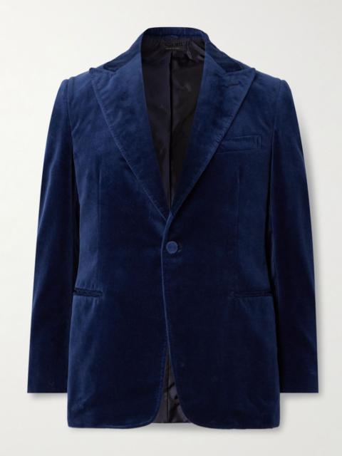 Slim-Fit Cotton-Velvet Tuxedo Jacket Blue