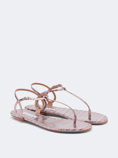 AQUAZZURA Almost Bare striped leather thong sandals