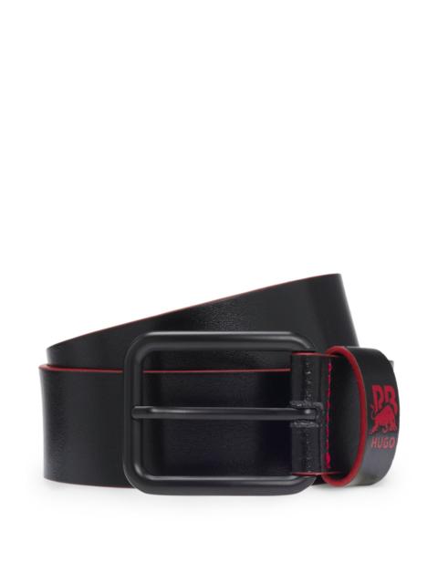 HUGO HUGO X RB ITALIAN-LEATHER BELT WITH BULL MOTIF