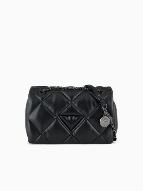 Quilted nappa leather-effect shopper bag with flap