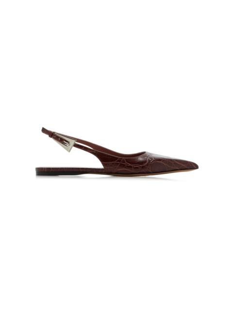 PARIS TEXAS Jessica Croc-Effect Leather Slingback Flats burgundy
