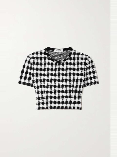Cropped houndstooth woven top