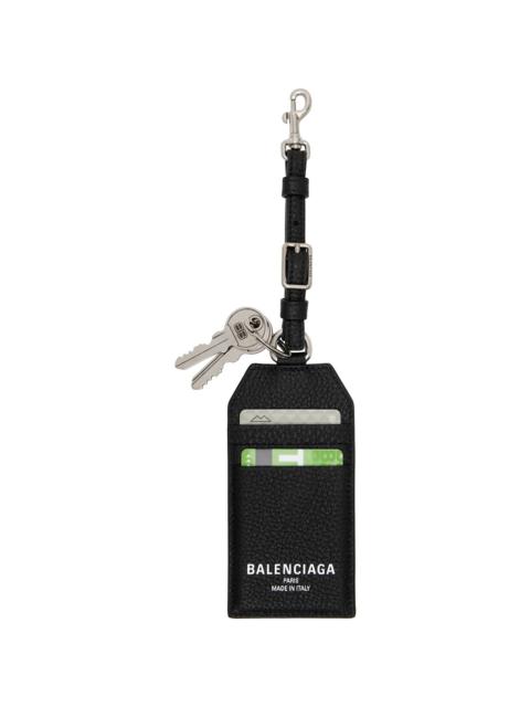 BALENCIAGA Black Credit Charm Card Holder Keychain