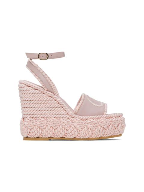 Valentino Pink VLogo Torchon Wedge Sandals