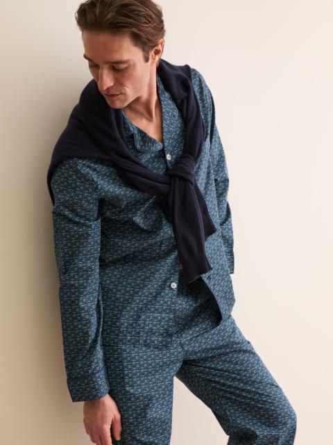 Derek Rose Men's Classic Fit Pajamas DR Monogram Blue