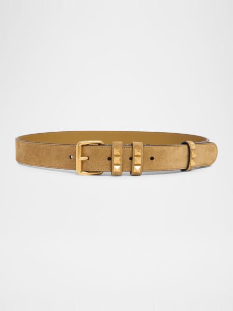 Valentino Rockstud Suede Belt, 30mm